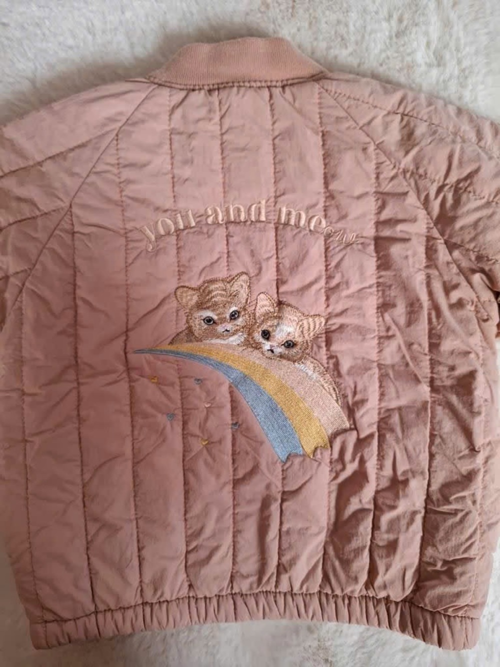 RARE Konges Sløjd Juno Bomber Jacket - Tuscany Pink w/ Embroidered Kittens